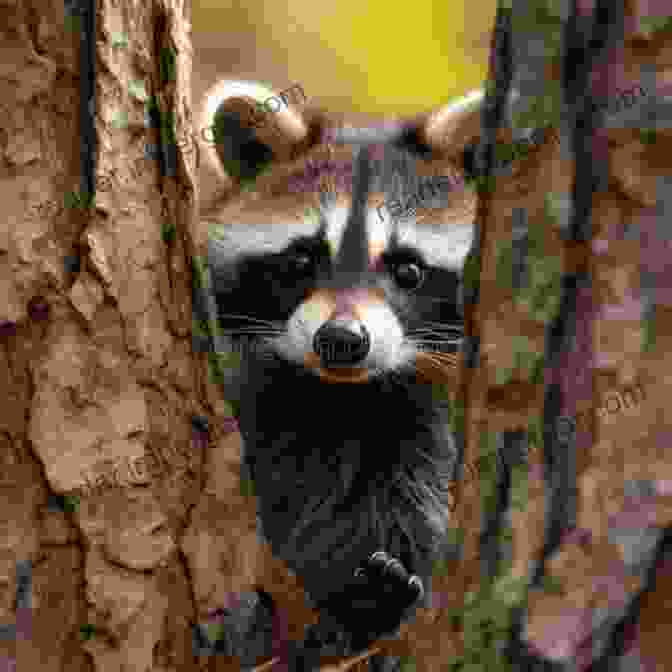 A Curious Raccoon Peering Out From Behind A Tree Trunk With Its Masked Face, Nimble Paws, And Bushy Tail. Raccoons: A Natural History Samuel I Zeveloff