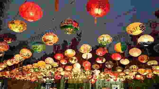 A Night Scene At A Mid Autumn Moon Festival, With Colorful Lanterns Illuminating The Sky Celebrating Autumn Equinox: Customs Crafts Recipes Rituals For Harvest Sukkot Mid Autumn Moon Michaelmas Eleusinian Mysteries Other Autumn Holidays (Celebrating The Seasonal Holidays 3)