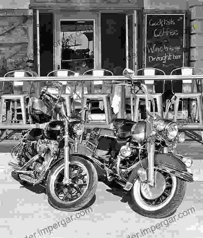 A Vintage Cruiser Motorcycle Parked In Front Of A Cozy Cafe. Motorcycles: A Pictorial Tammy Ruggles