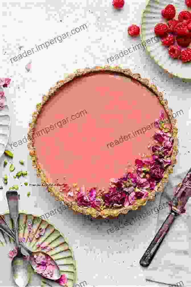 Raspberry And Rosewater Tart With Geometric Chocolate Decoration British Dessert Cookbook: Classic British Dessert Recipes: Delicious Desserts Using New Flavors