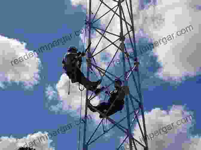 Tower Climber Ascends A Telecommunications Tower With Safety Harness And Equipment Tower Climbing: An : Wade4Wireless